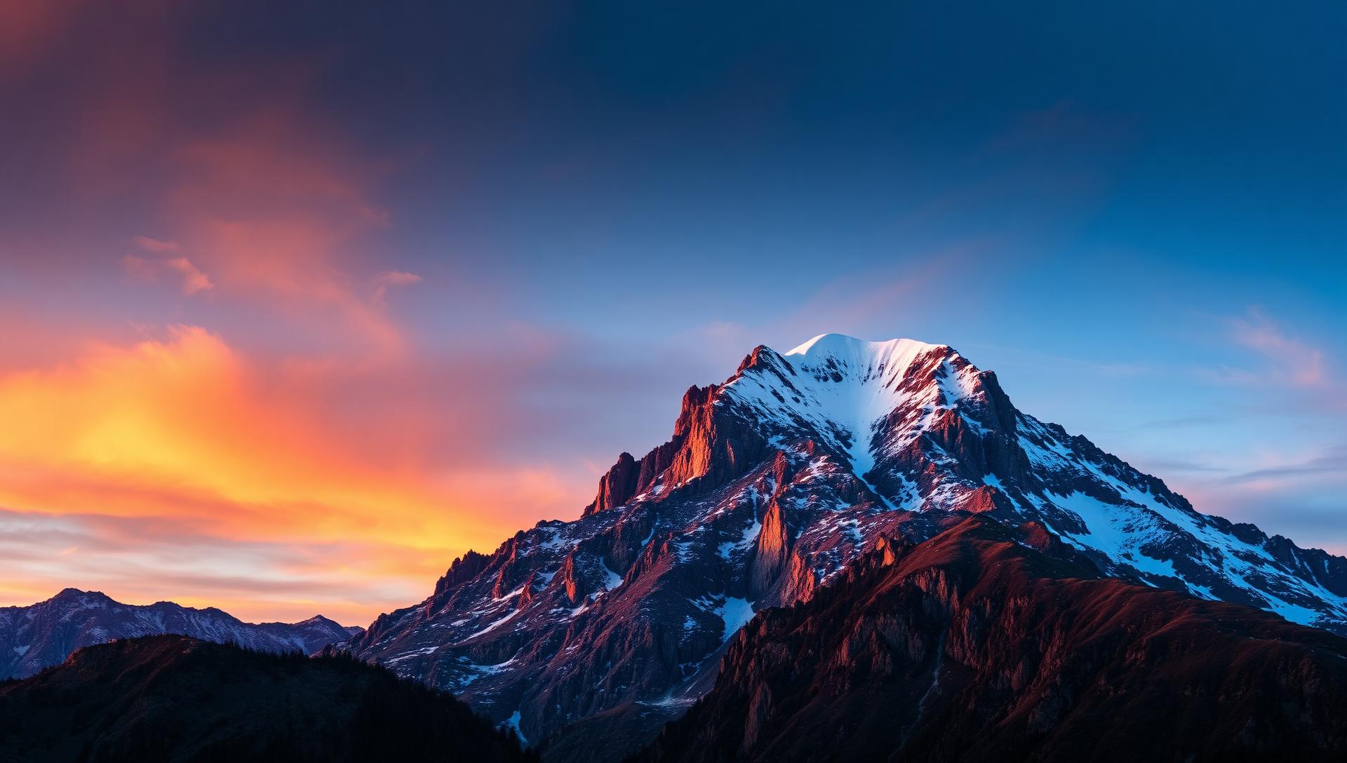 Mountain summit at golden hour